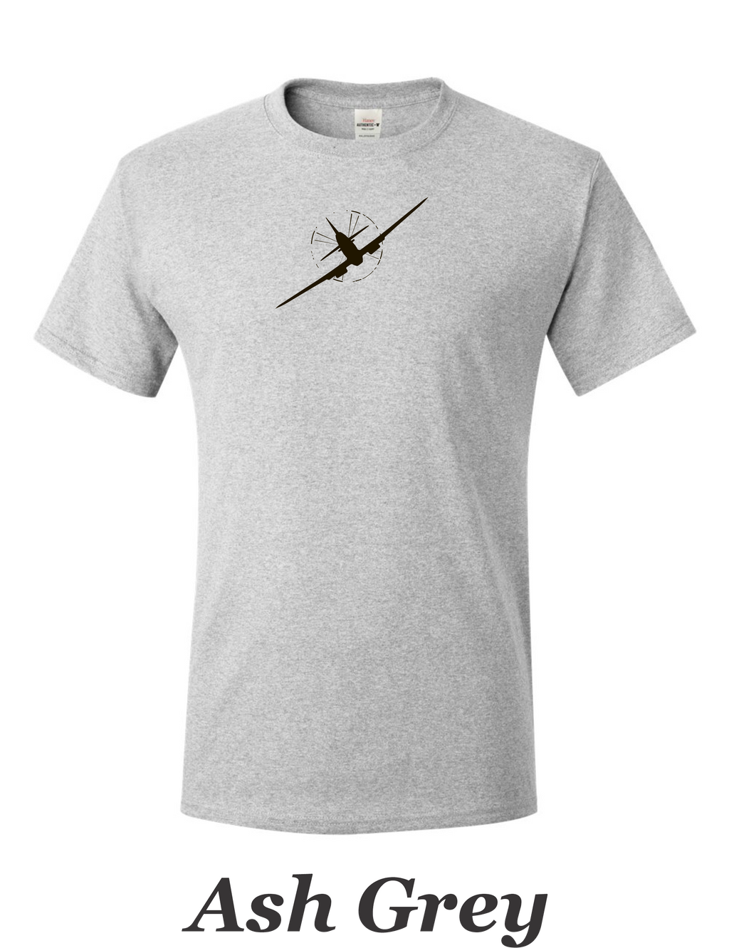 Spitfire rear view drawing printed on mens shirt. Free shipping great gift for the warbird fan.