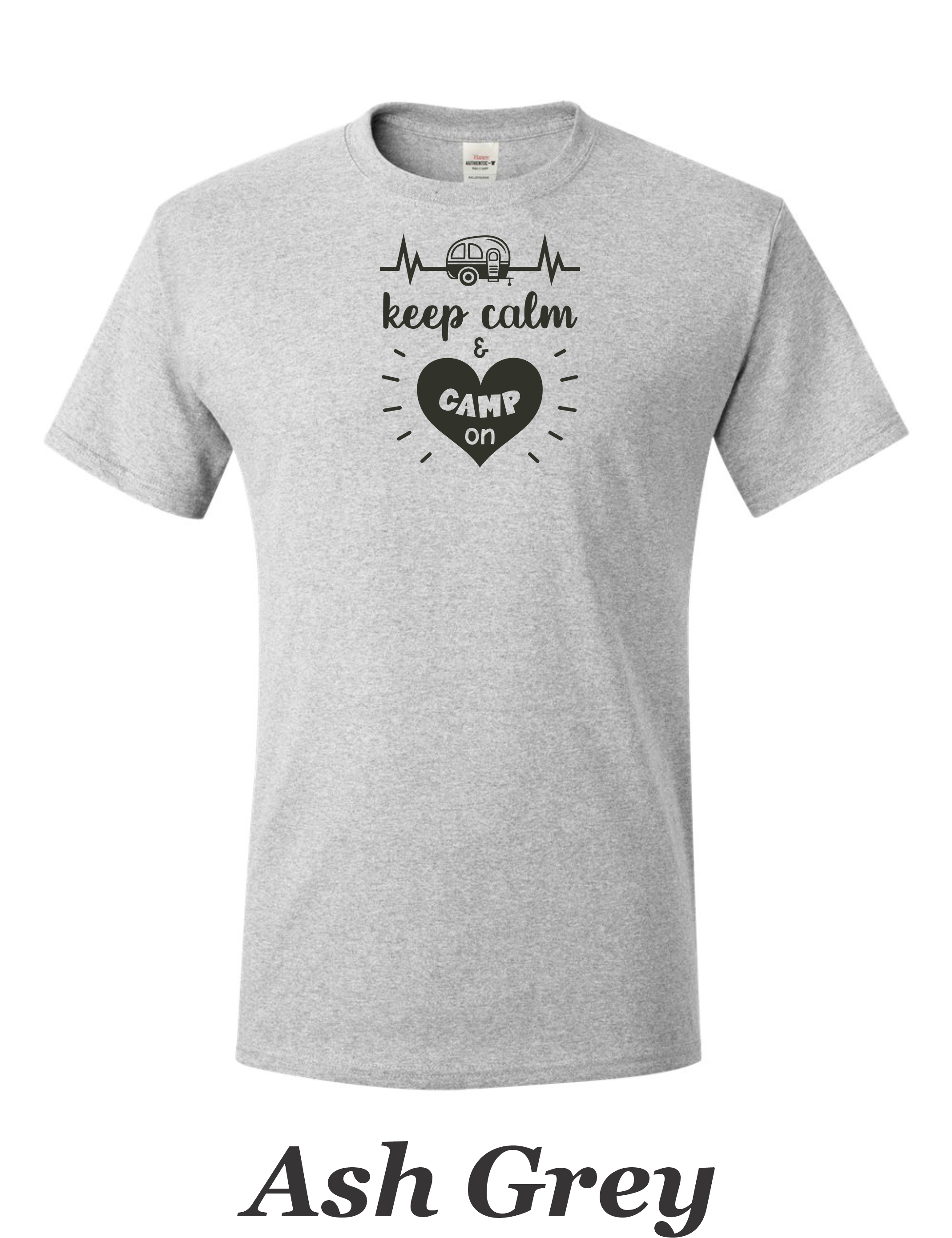 Keep Calm and camp on Print on mens shirt. Great camping shirt.