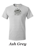 Camping Crew print on mens shirt. Great gift for the group camping trip.
