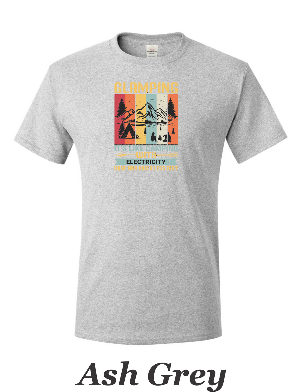 Color Glamping print on mens shirt.