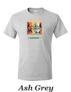Color Glamping print on mens shirt.
