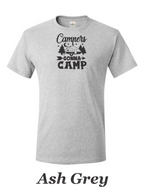 Campers Gonna Camp print on mens shirt. Great gift for the camper.