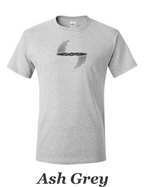 Spinning propeller artwork printed on men's shirt. Free shipping.