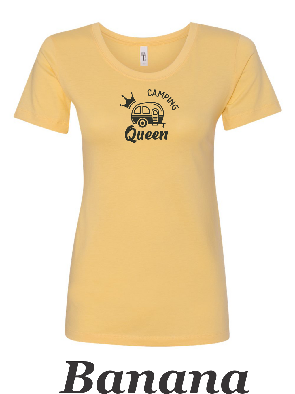 Camping Queen Drawing printed on women's shirt. Great gift for the Camping Trip.
