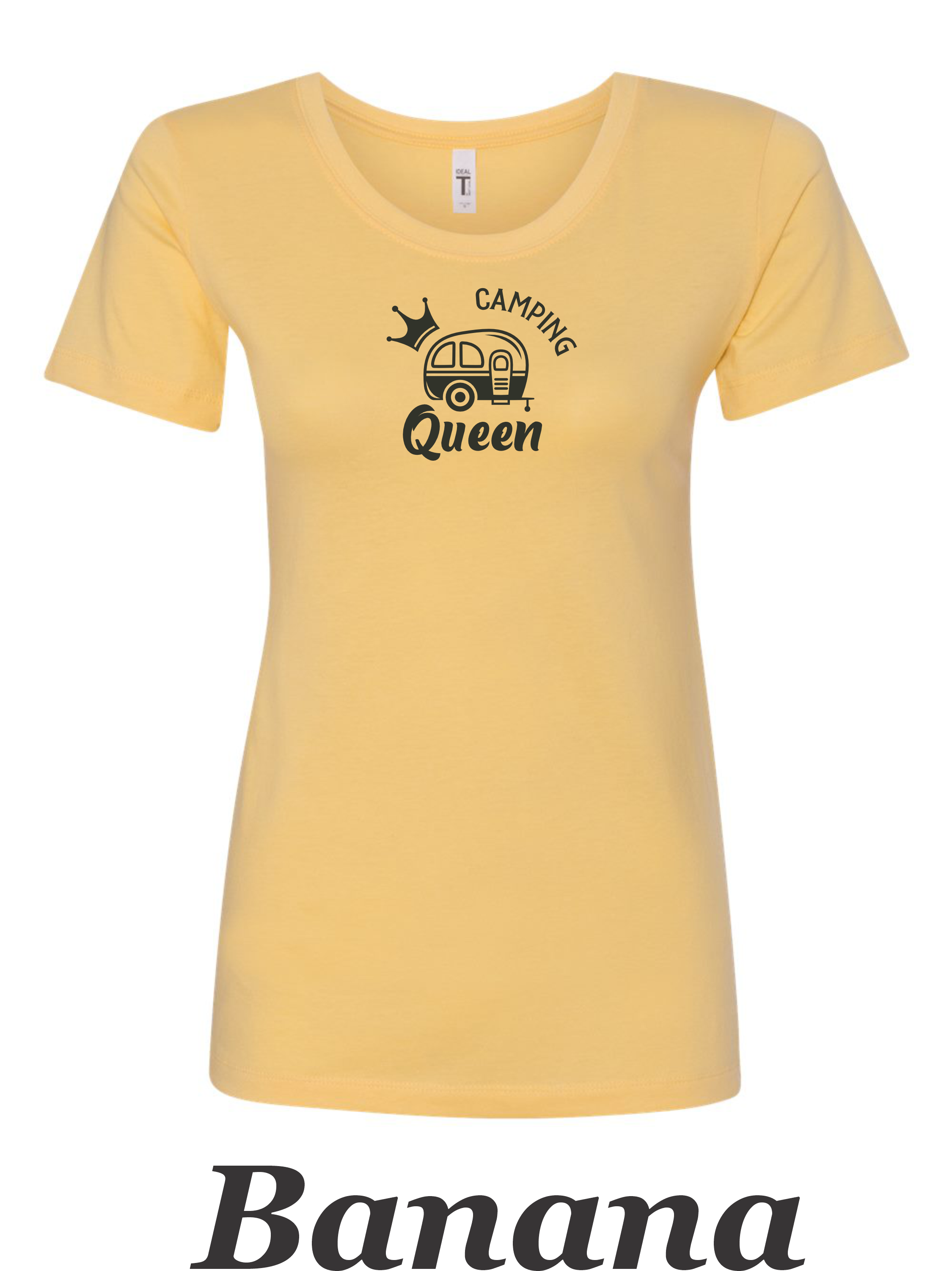 Camping Queen Drawing printed on women's shirt. Great gift for the Camping Trip.