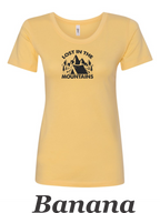 Lost in the mountains drawing printed on women's shirt. Great gift for the hiker.