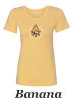 Campfire shirt. Life is better around a campfire printed on women's shirt.