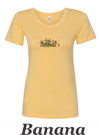 Toucan and bird pastel drawing printed on women's shirt. Great gift.