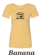 Made for the mountains print on women's shirt. Great gift for the summer camping trip.