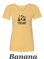 I don't Camp, I Glamp drawing printed on women's shirt.  Great gift for camping.