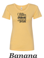 Campfire Drinking Team printed on women's shirt.  Great gift for group camping.