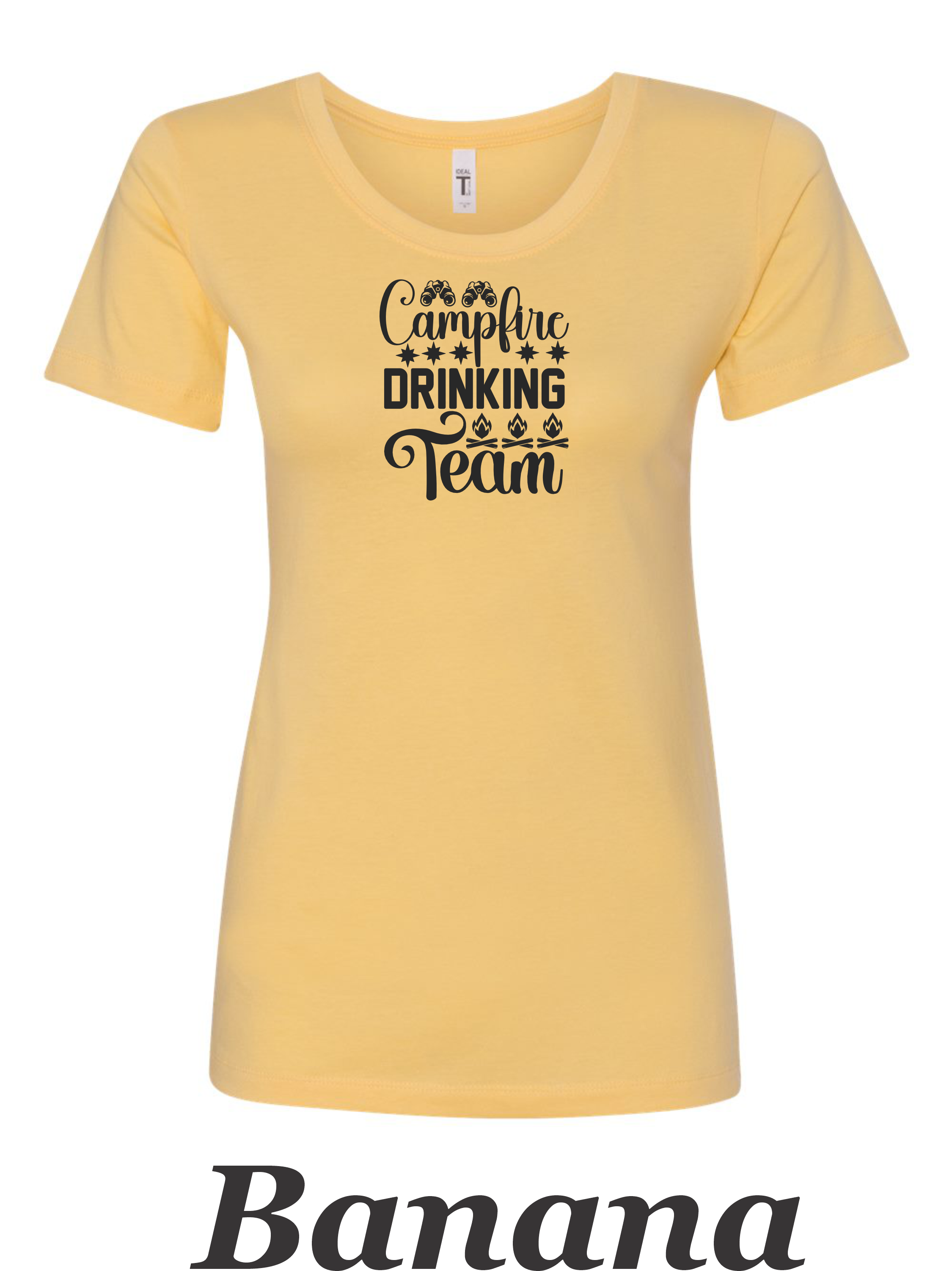 Campfire Drinking Team printed on women's shirt.  Great gift for group camping.