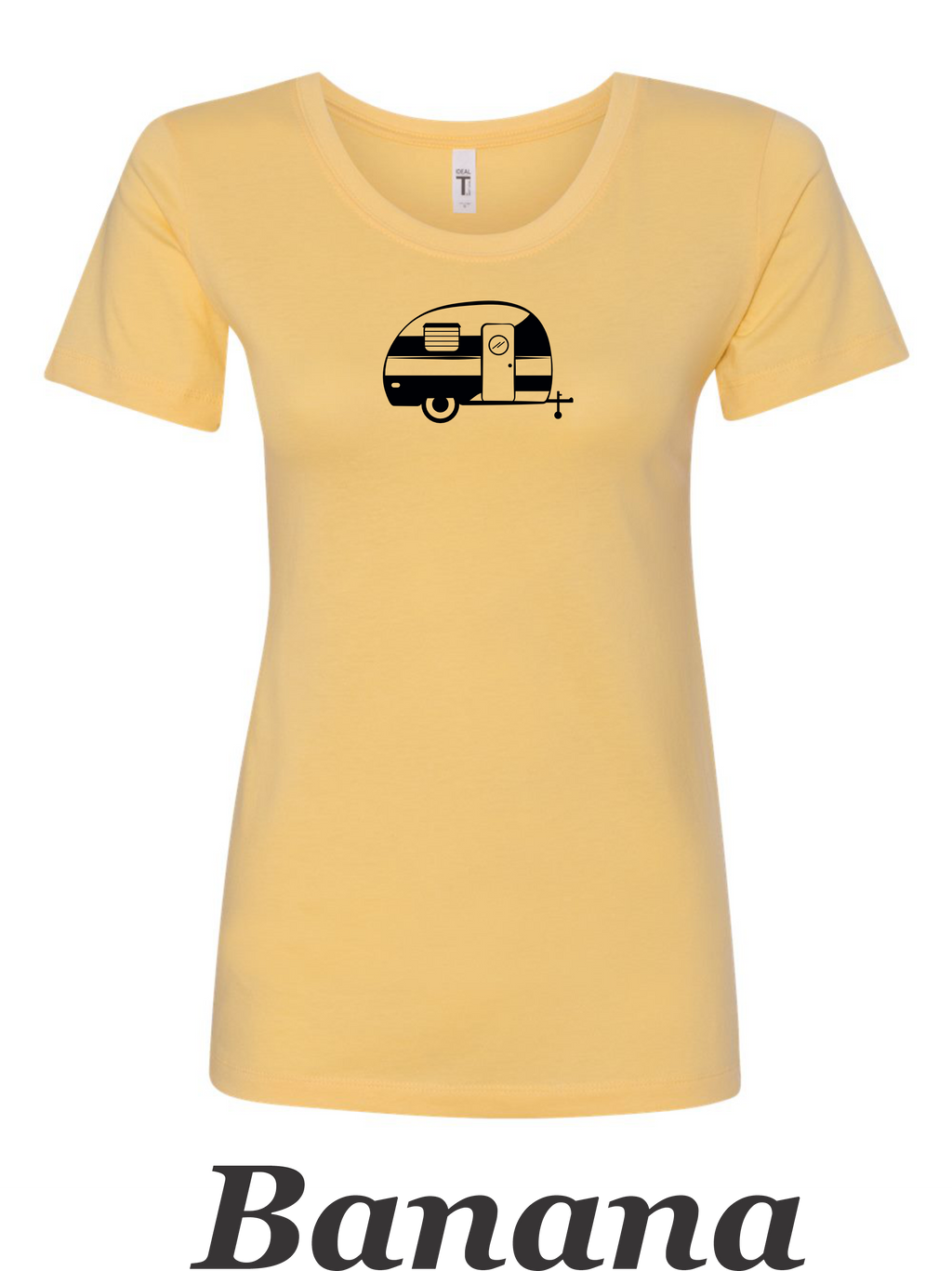 Vintage Canned Ham Trailer drawing Printed on Women's Shirt.