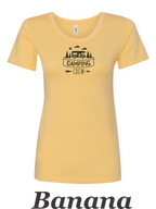 Camping Crew printed on women's shirt. Great gift for Group camping trip.