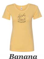 Go Outside drawing printed on women's shirt. Great gift for the hiker.