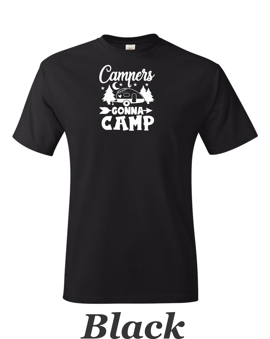 Campers Gonna Camp print on mens shirt. Great gift for the camper.
