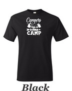 Campers Gonna Camp print on mens shirt. Great gift for the camper.