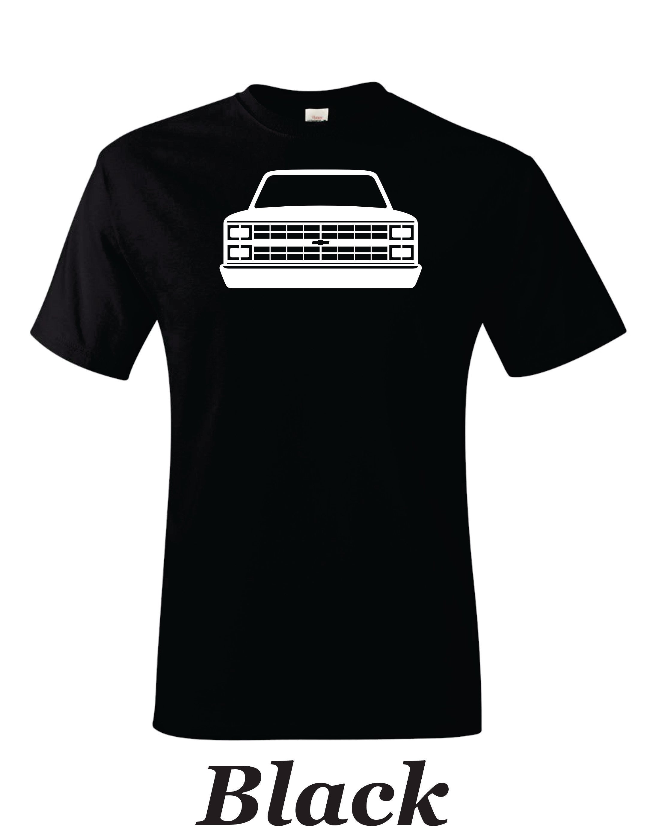 83 Chevy Truck printed on mens shirt. great for the car guy