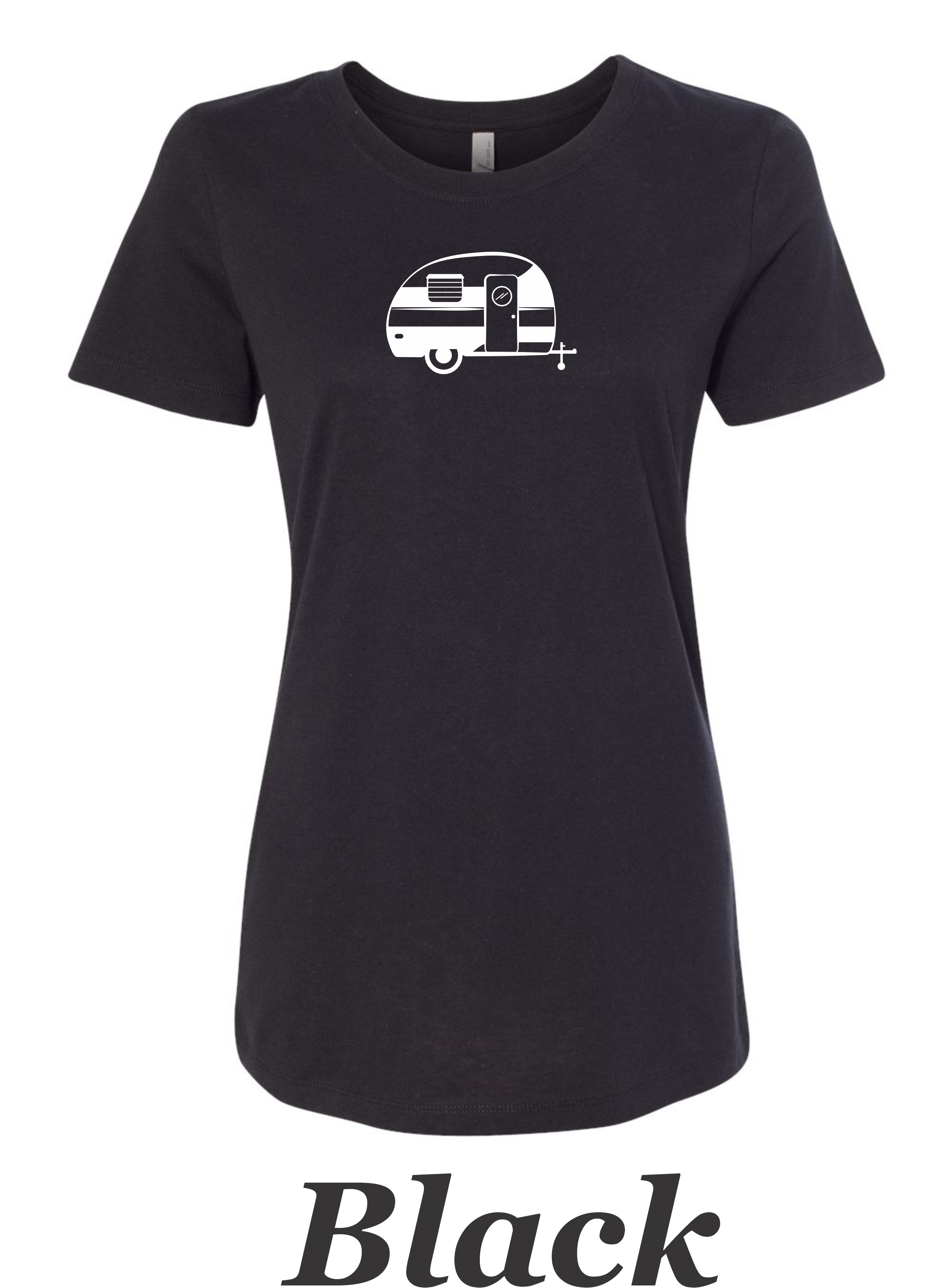 Vintage Canned Ham Trailer drawing Printed on Women's Shirt.