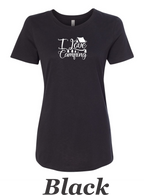 I love Camping printed on women's shirt. Great gift for the summer camping trip.