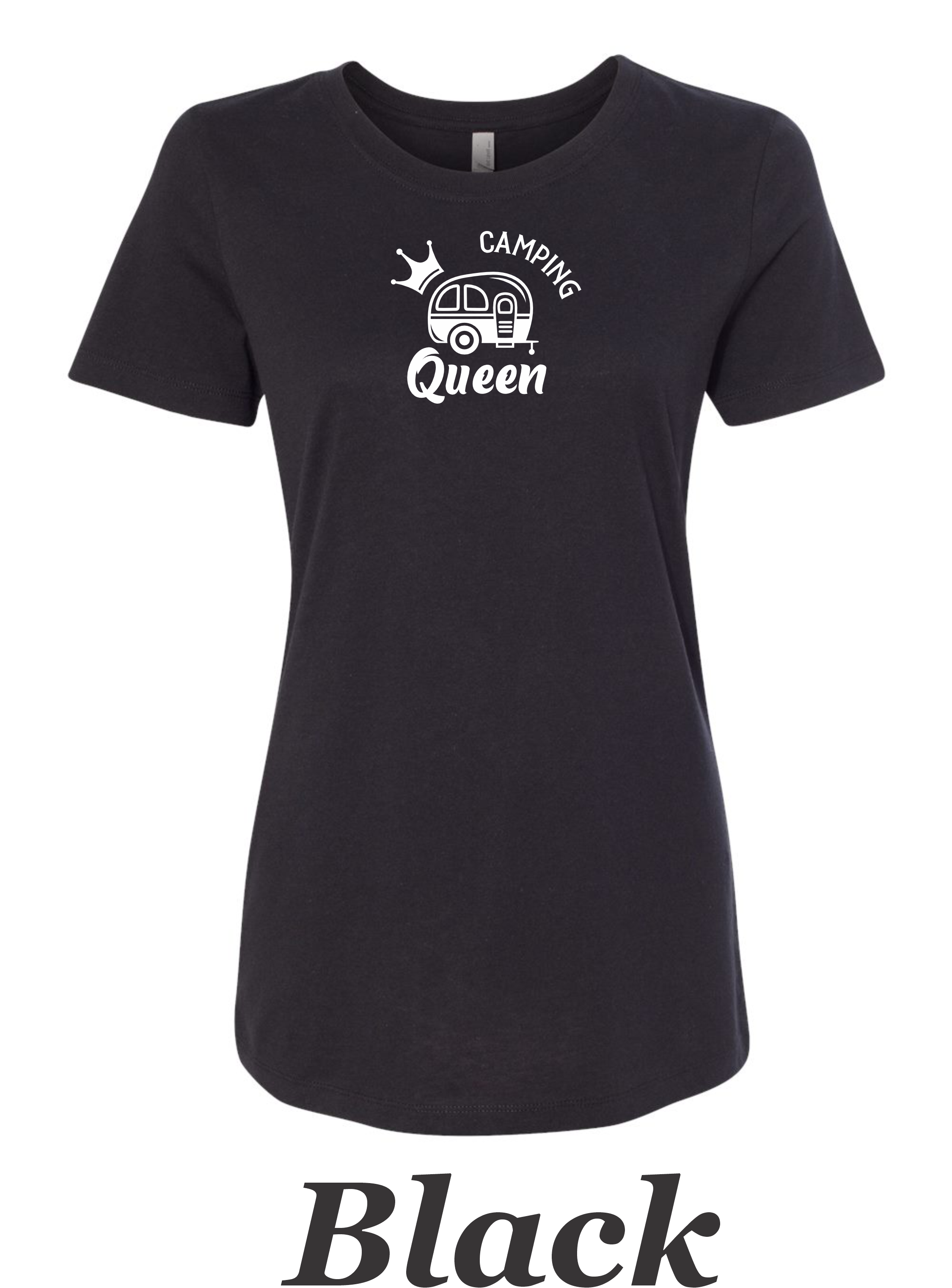 Camping Queen Drawing printed on women's shirt. Great gift for the Camping Trip.