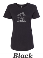 Enjoy The Adventure print on women's shirt.  Cute shirt. Gift for camper Hiker.