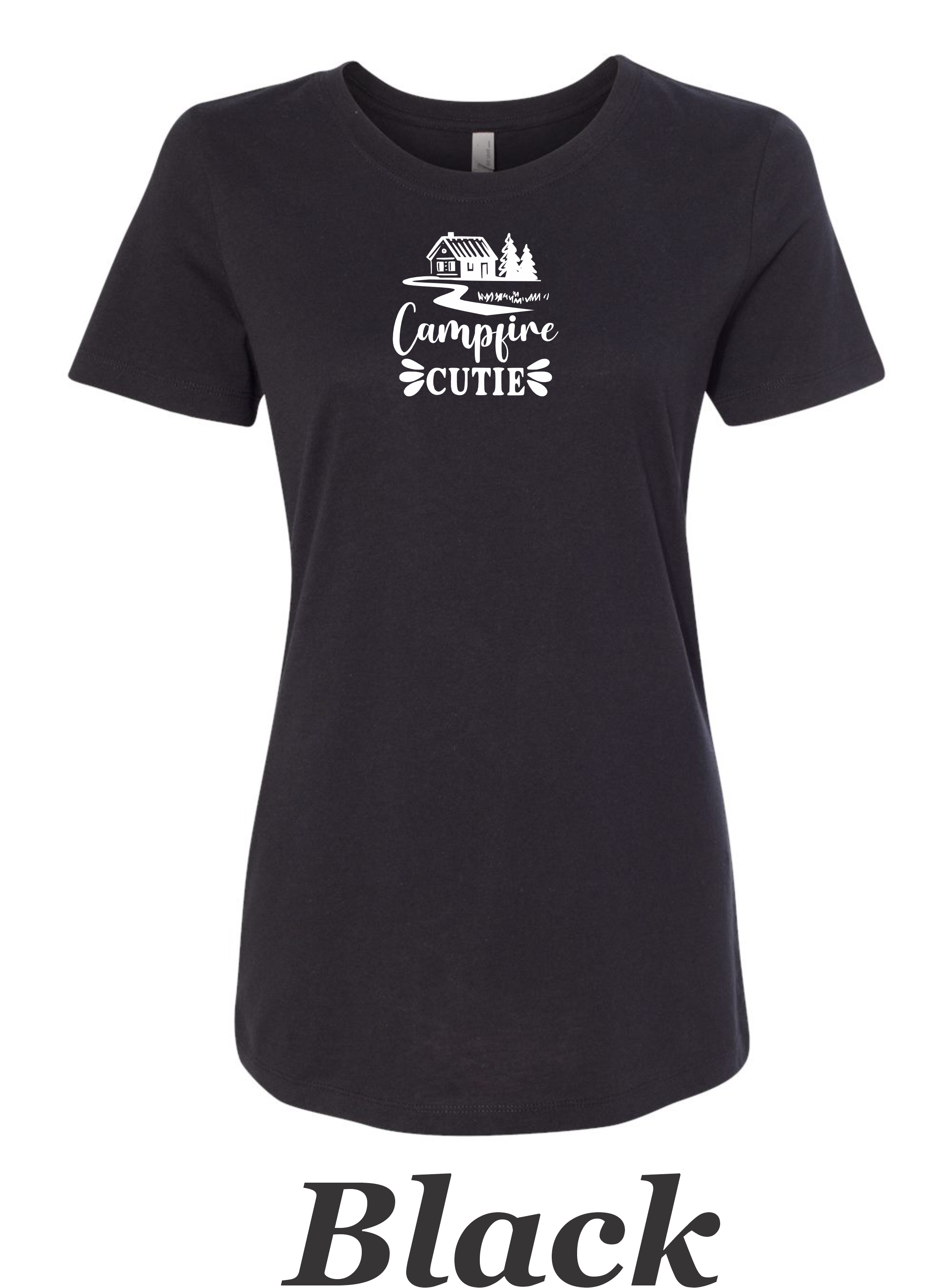 Campfire Cutie printed on Women's shirt.  Great gift for her.