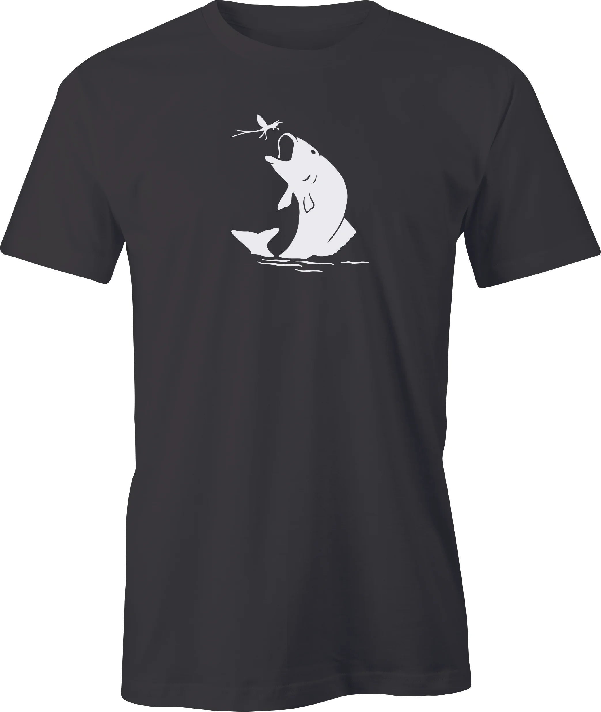Jumping Trout drawing printed on Men's T shirt