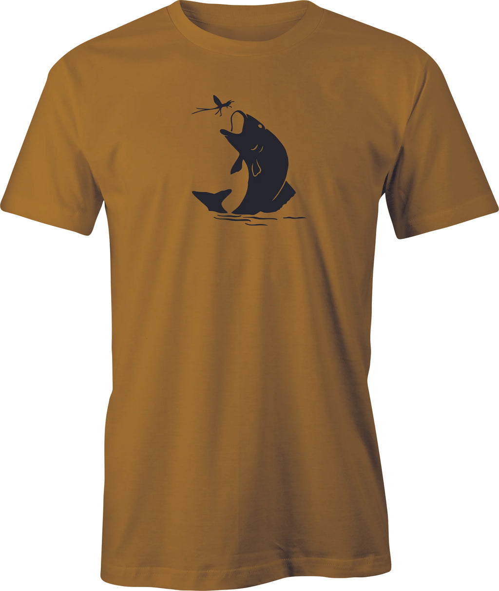 Jumping Trout drawing printed on Men's T shirt
