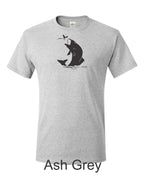 Trout on Caddis print on mens shirt.  Gift for fisherman.