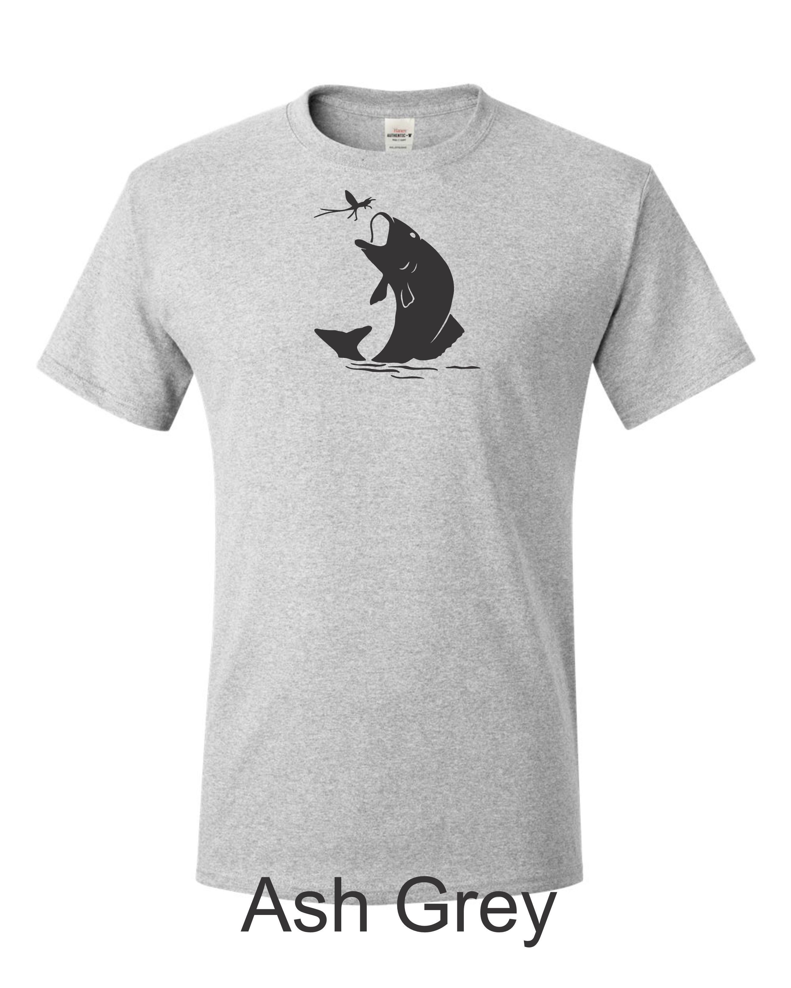 Trout on Caddis print on mens shirt.  Gift for fisherman.