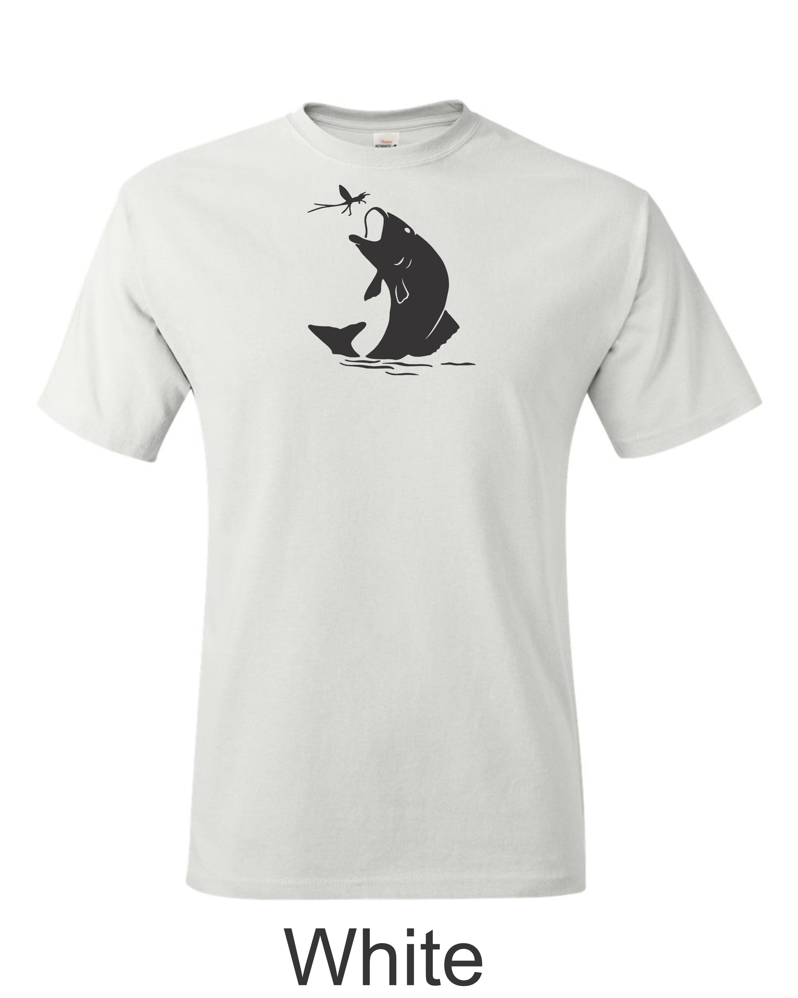 Trout on Caddis print on mens shirt.  Gift for fisherman.