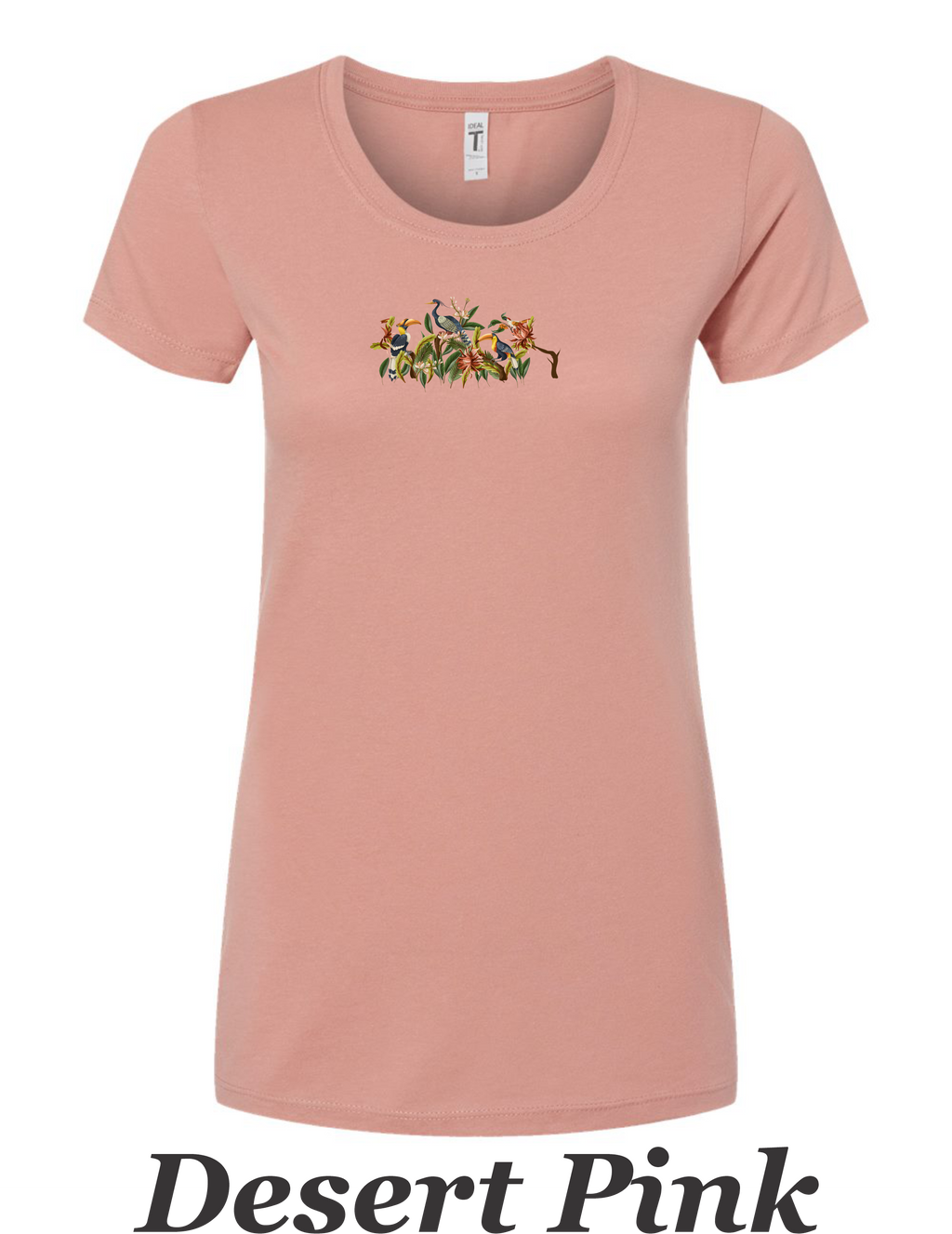 Toucan and bird pastel drawing printed on women's shirt. Great gift.