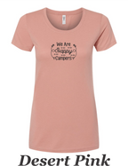 WE Are Happy Campers printed on women's shirt.  Great Summer Camping Shirt.