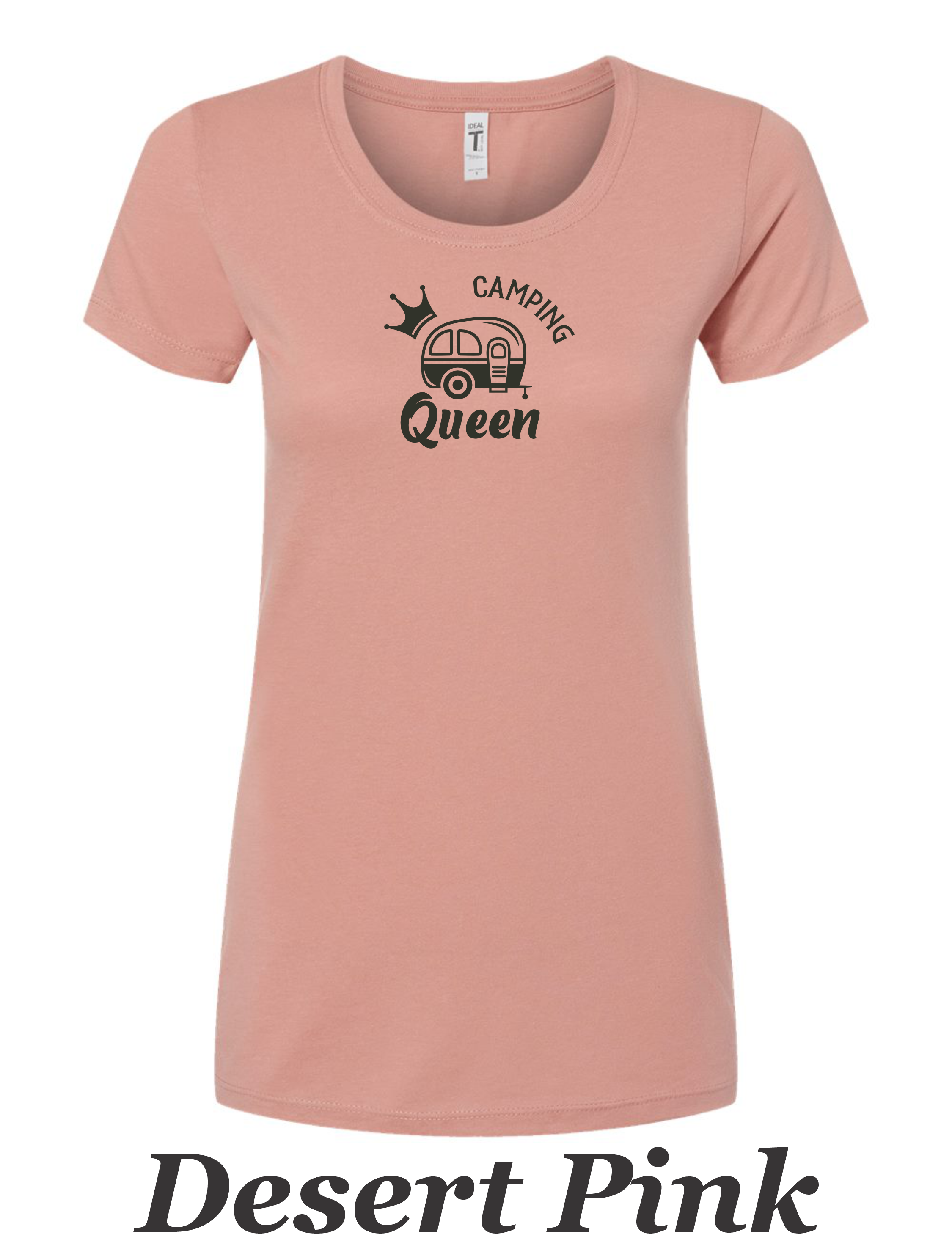 Camping Queen Drawing printed on women's shirt. Great gift for the Camping Trip.