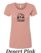 I don't Camp, I Glamp drawing printed on women's shirt.  Great gift for camping.