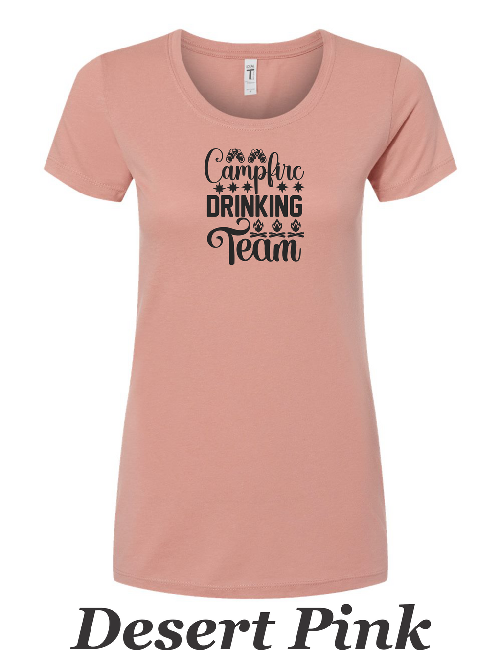 Campfire Drinking Team printed on women's shirt.  Great gift for group camping.