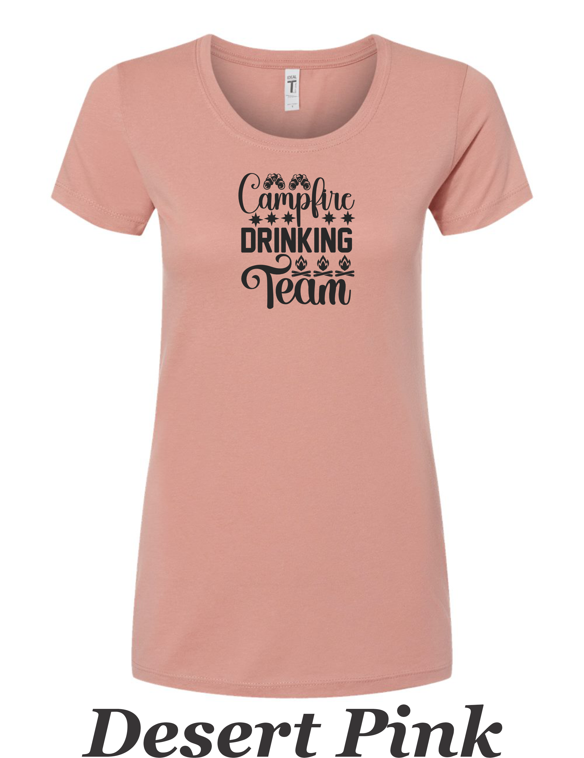 Campfire Drinking Team printed on women's shirt.  Great gift for group camping.