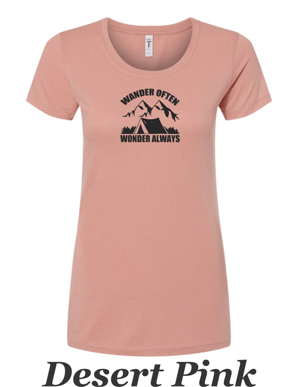 Wander often, Wander always drawing printed on Women's shirt. Great Hiking gift.