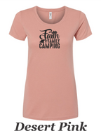 Faith Family Camping print on women's shirt. Great shirt for Family camping.
