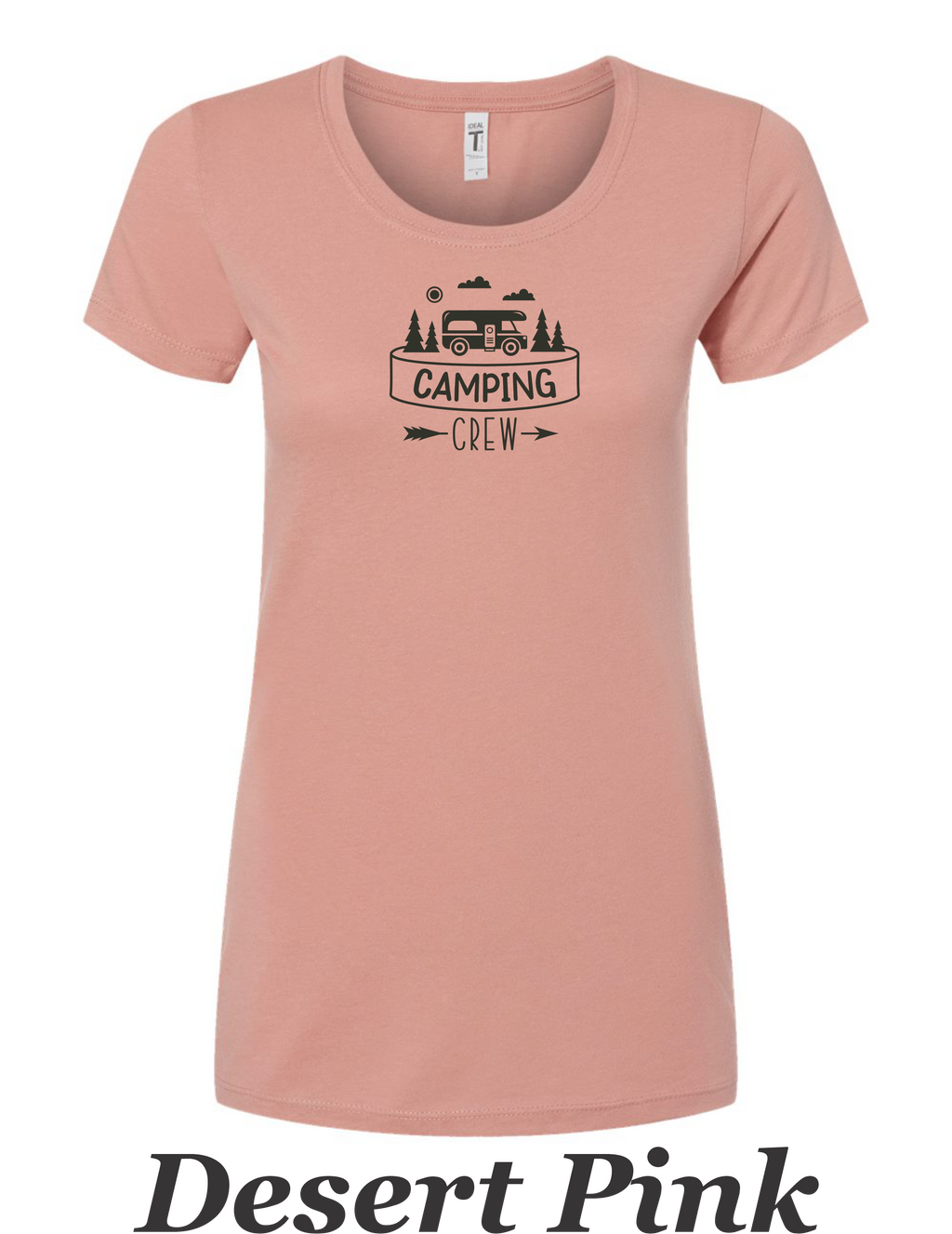 Camping Crew printed on women's shirt. Great gift for Group camping trip.