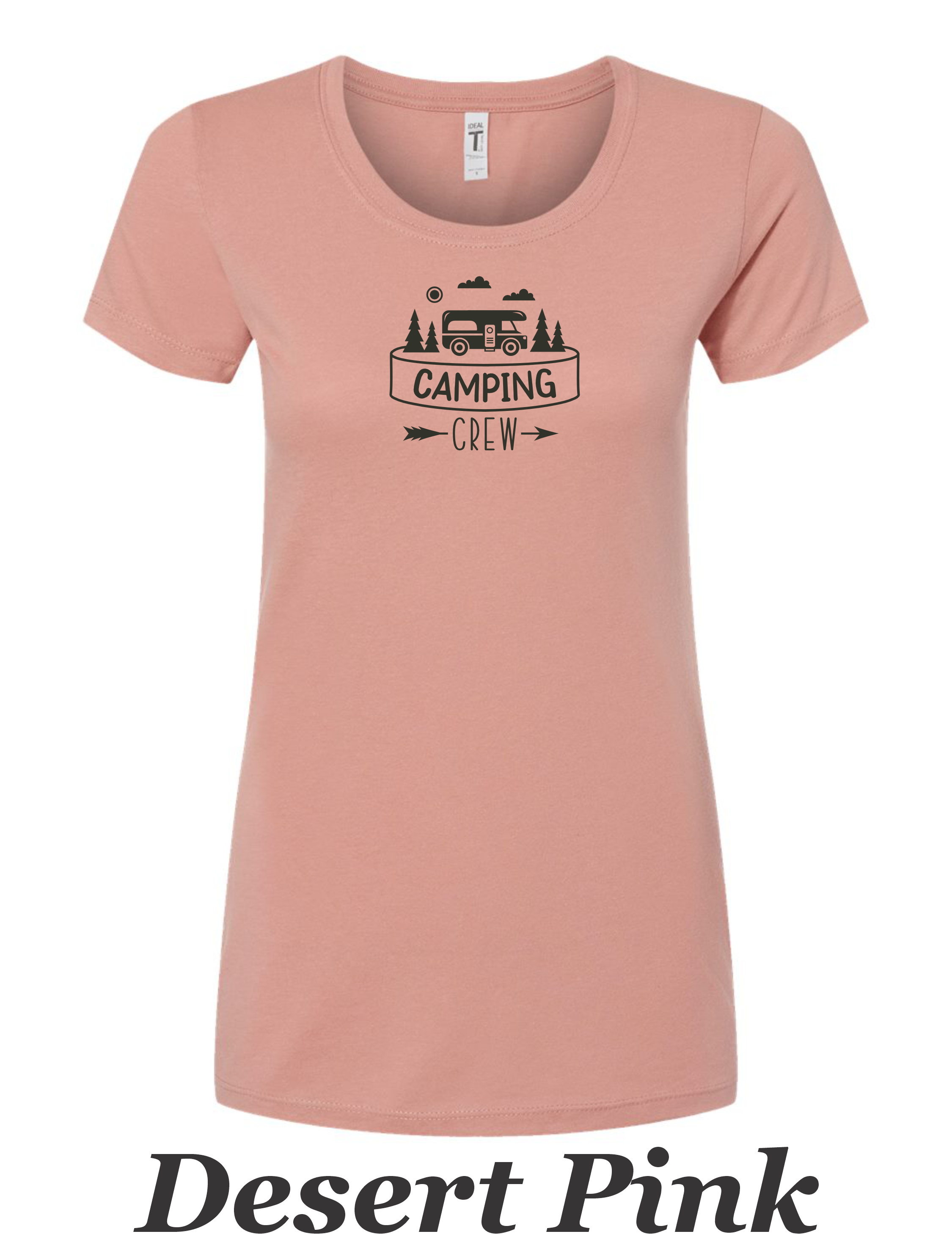 Camping Crew printed on women's shirt. Great gift for Group camping trip.