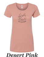 Go Outside drawing printed on women's shirt. Great gift for the hiker.