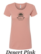 Summer camping Vibes print on women's shirt.  Great start to the summer camping season.