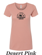 Fire, Friends, Fun , Camping Crew Printed on women's shirt.  Great for the group camp trip.