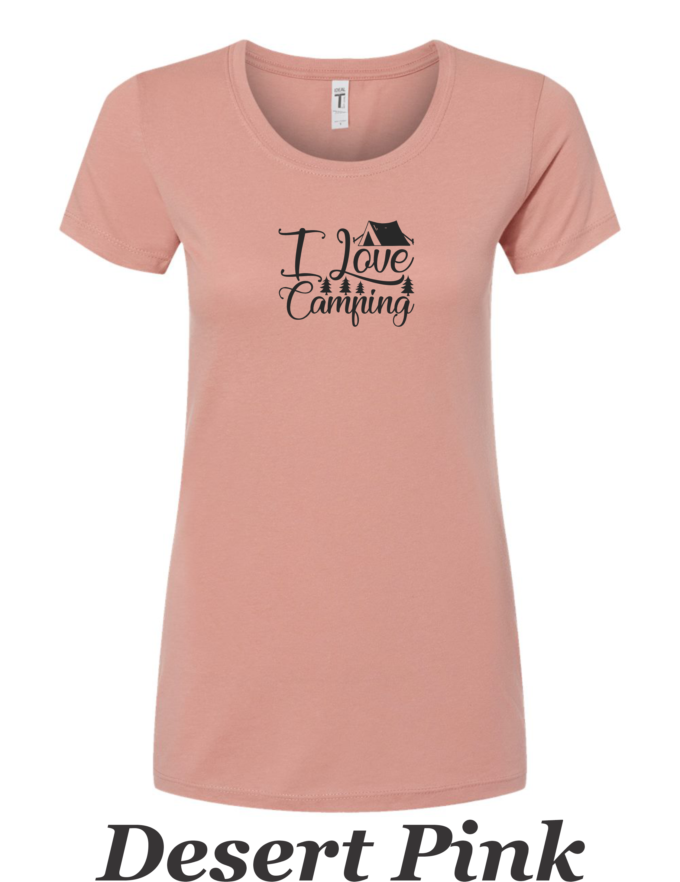 I love Camping printed on women's shirt. Great gift for the summer camping trip.