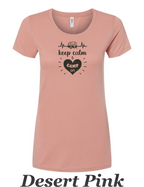 Keep Calm and Camp on print on women's shirt.  Great gift for the summer camping trip. .