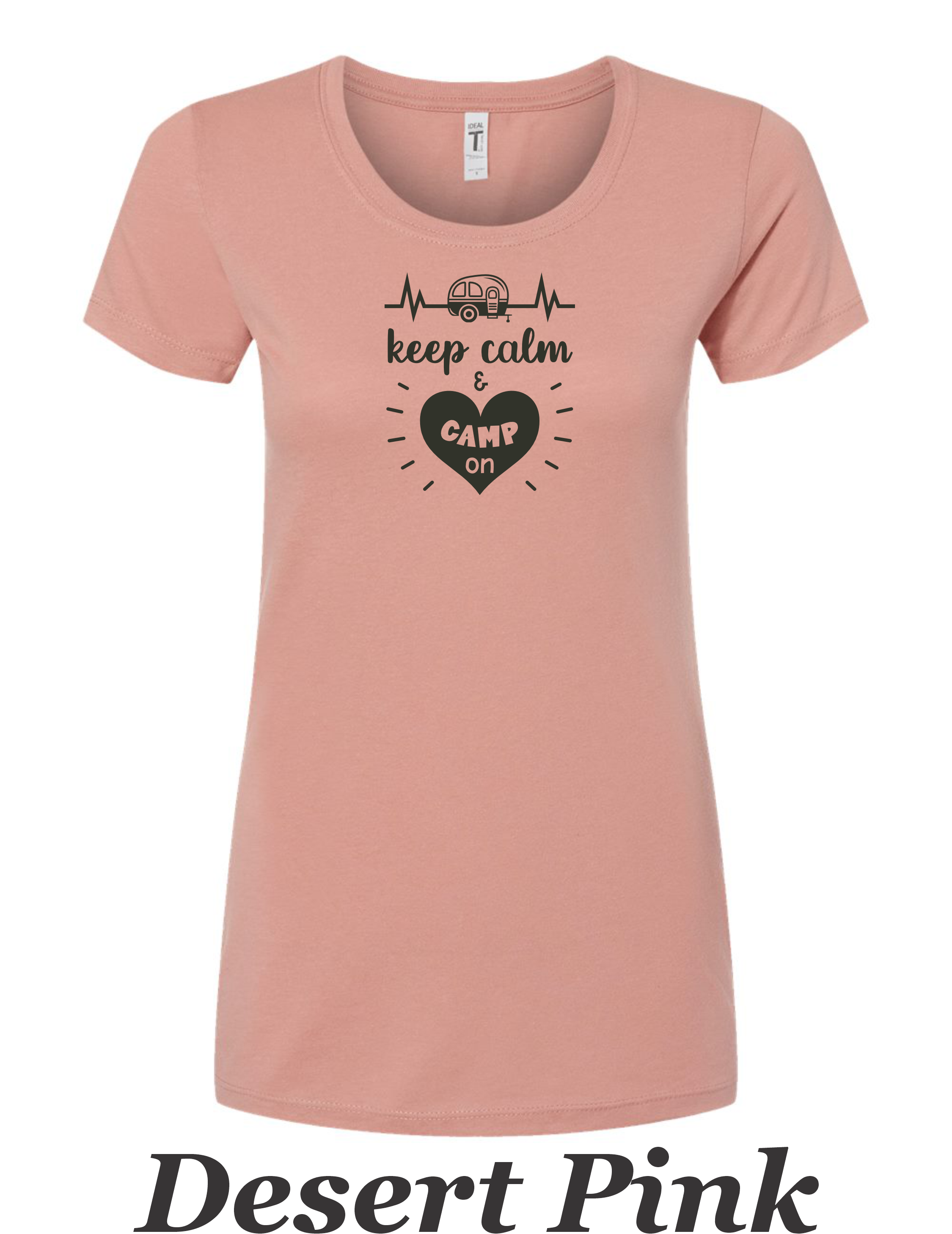Keep Calm and Camp on print on women's shirt.  Great gift for the summer camping trip. .