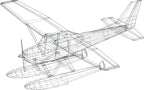 Isometric drawing of Cessna 182 on Floats printed on men's shirt.  Free shipping.