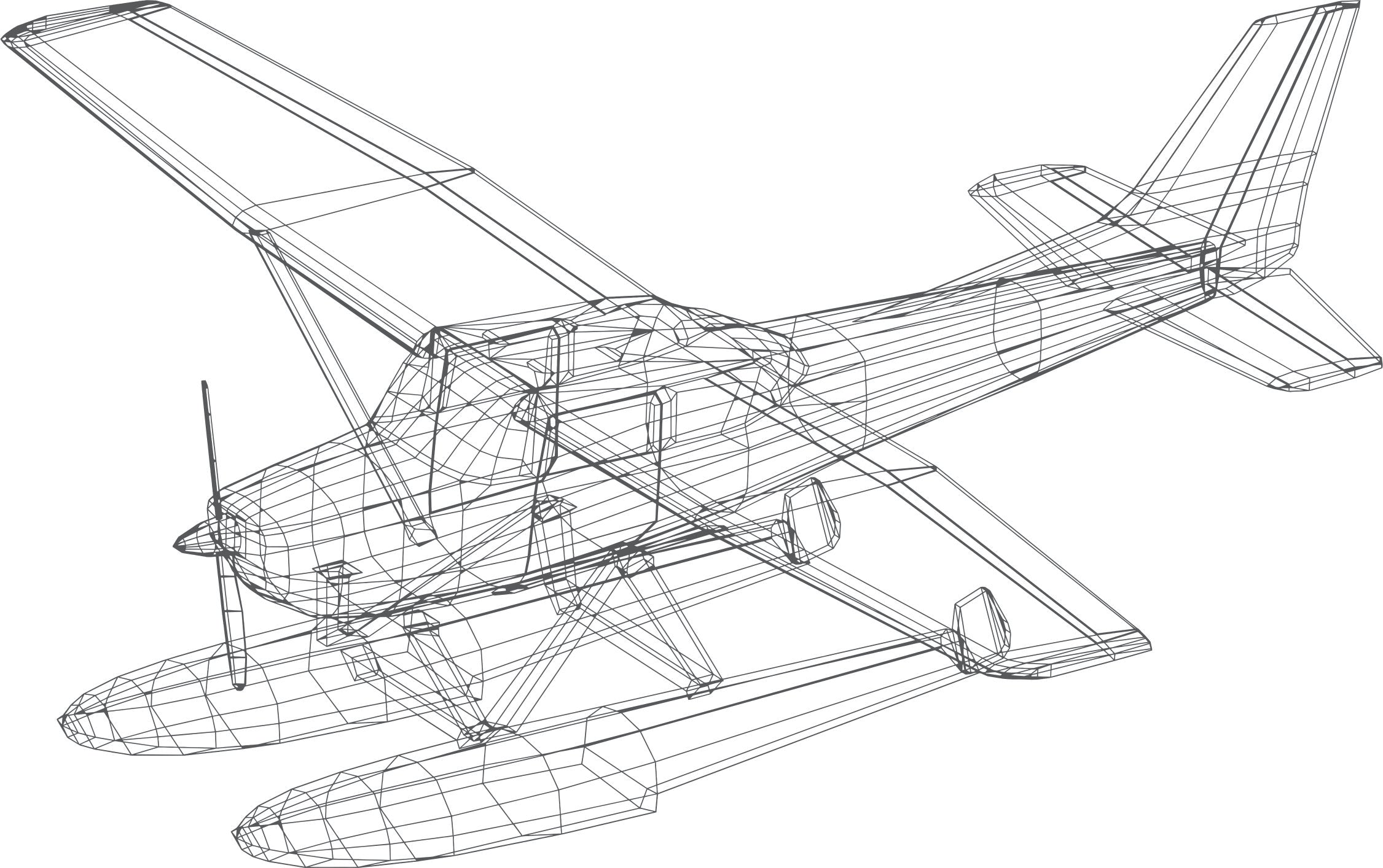 Isometric drawing of Cessna 182 on Floats printed on men's shirt.  Free shipping.
